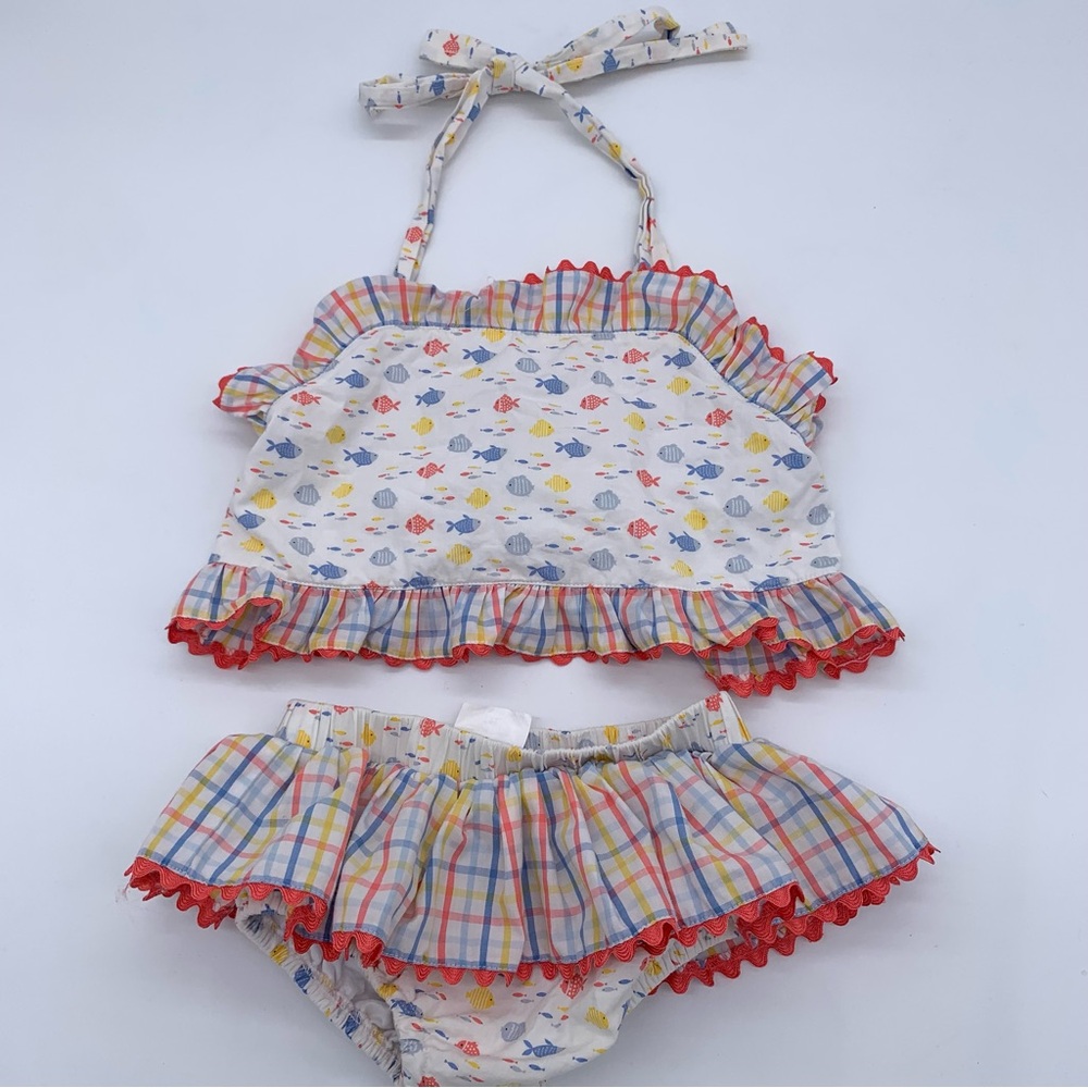Banana Split Colorful Fish Print Kids Swim Set Size 6